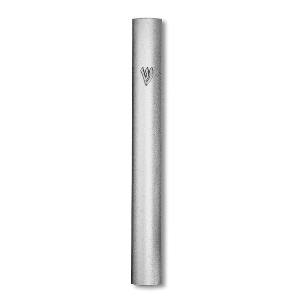 Aluminum Silver-Tone Classic Mezuzah Case Attached Shin, 6"