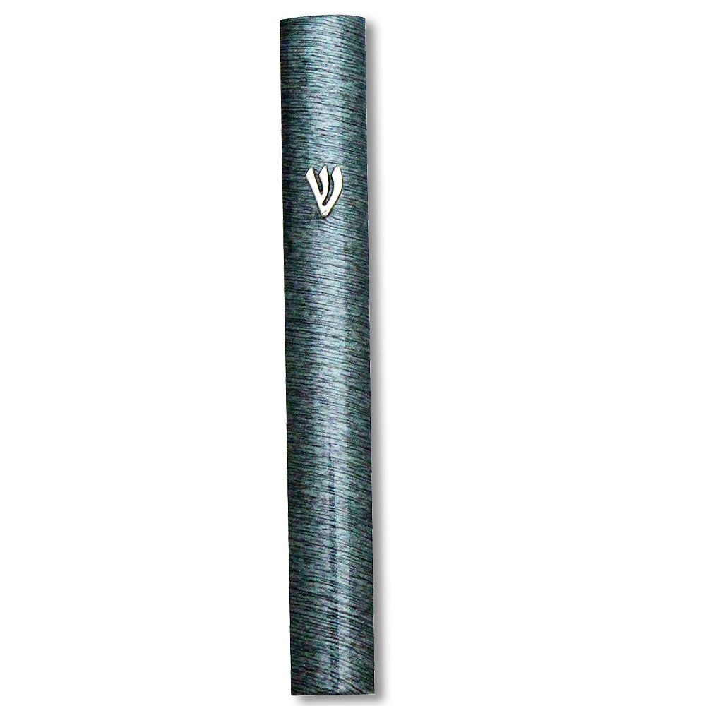 Metal Blue Green Gray Silver-Tone Classic Mezuzah Case, 5"
