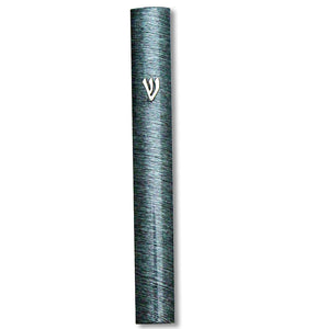 Metal Blue Green Gray Silver-Tone Classic Mezuzah Case, 5"