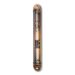 Metal Copper-Tone Mezuzah Case Hoshen Multicolor CZ, 6"- Made in Israel
