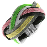 Fashion Alloy Multi-Tone Wide Mesh Braided Bracelet