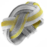 Fashion Alloy Multi-Tone Wide Mesh Braided Bracelet