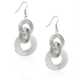 EDFORCE Stainless Steel Silver-Tone Large Concentric Circles Dangle Drop Earrings