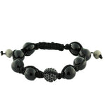 Black Ball Beaded Adjustable Macrame Bracelet