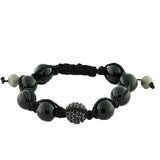 Black Ball Beaded Adjustable Macrame Bracelet