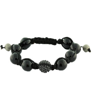 Black Ball Beaded Adjustable Macrame Bracelet