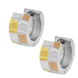 Stainless Steel Multi-Tone Hoop Huggie Earrings