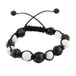 Black White Ball Beaded Adjustable Macrame Bracelet