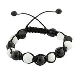 Black White Ball Beaded Adjustable Macrame Bracelet