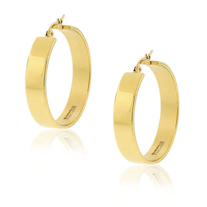 EDFORCE Stainless Steel Yellow Gold-Tone Classic Polished Hoop Earrings 1.35" Diameter