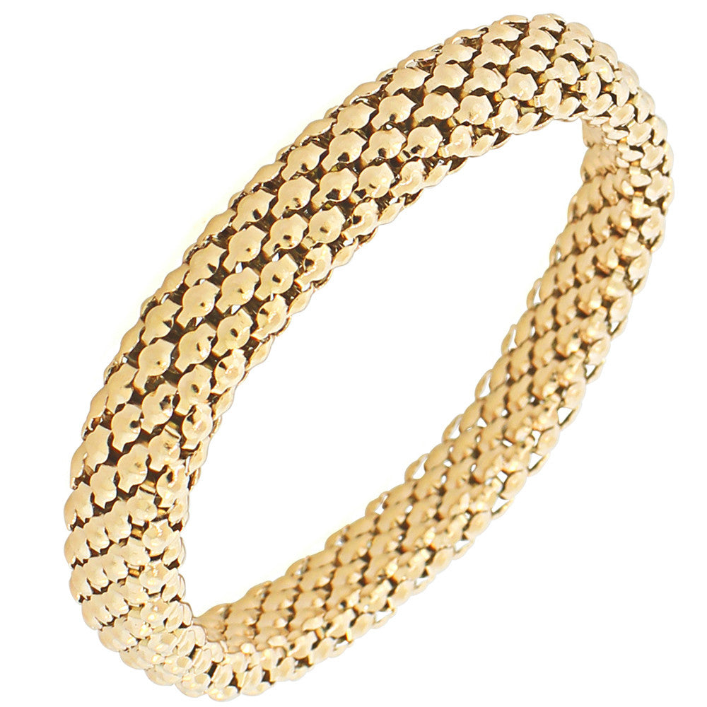 EDFORCE Stainless Steel Yellow Gold-Tone Classic Stretch Bangle Bracelet