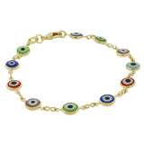 Fashion Alloy Multicolor Glass Beads Evil Eye Hamsa Link Chain Bracelet