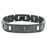 Stainless Steel Black Link Chain Religious Cross Spanish Prayer Men's Bracelet