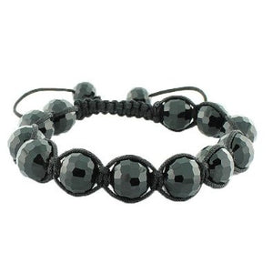 Black Ball Beaded Adjustable Macrame Bracelet