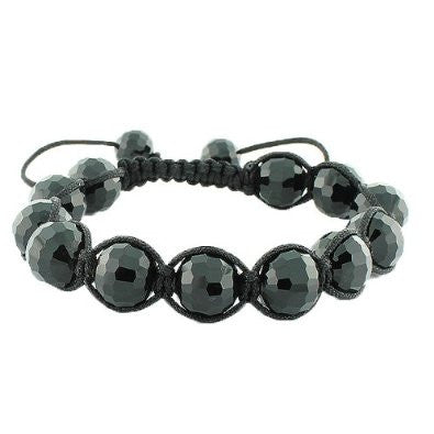 Black Ball Beaded Adjustable Macrame Bracelet