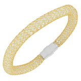 Stainless Steel Yellow Gold-Tone Multicolor CZ Mesh Bracelet