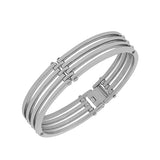 Stainless Steel Silver-Tone Round Bangle Bracelet