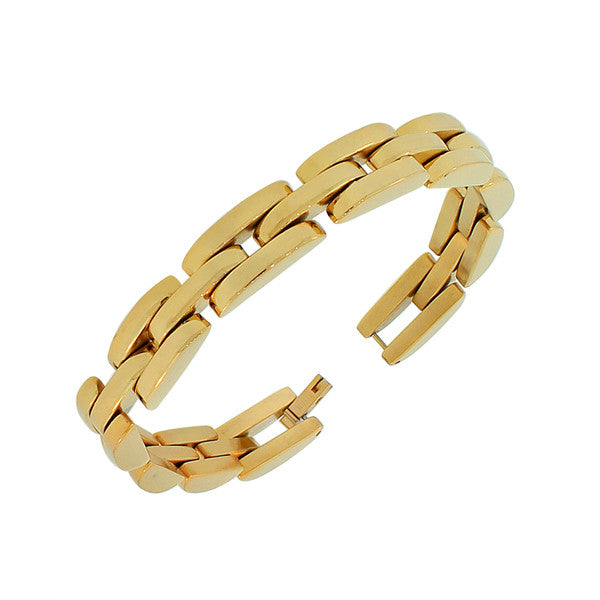 Stainless Steel Yellow Gold-Tone Link Chain Men's Bracelet
