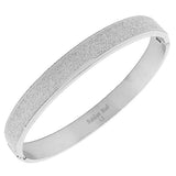 Stainless Steel Silver-Tone Glitter Bangle Bracelet