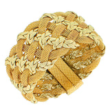 Fashion Alloy Yellow Gold-Tone Braided Mesh Chain Wide Bracelet