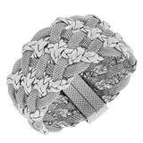 Fashion Alloy Silver-Tone Braided Mesh Chain Wide Bracelet