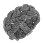 Fashion Alloy Black Braided Mesh Chain Wide Bracelet