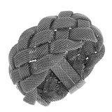 Fashion Alloy Black Braided Mesh Chain Wide Bracelet