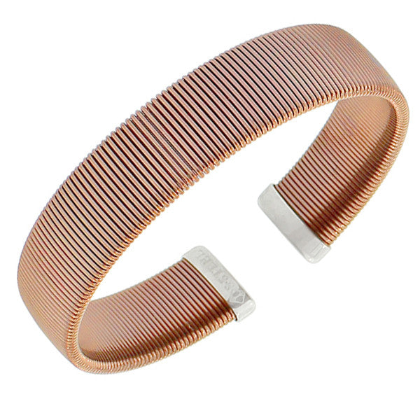 Stainless Steel Bronze-Tone Mesh Cable Open End Bangle Bracelet