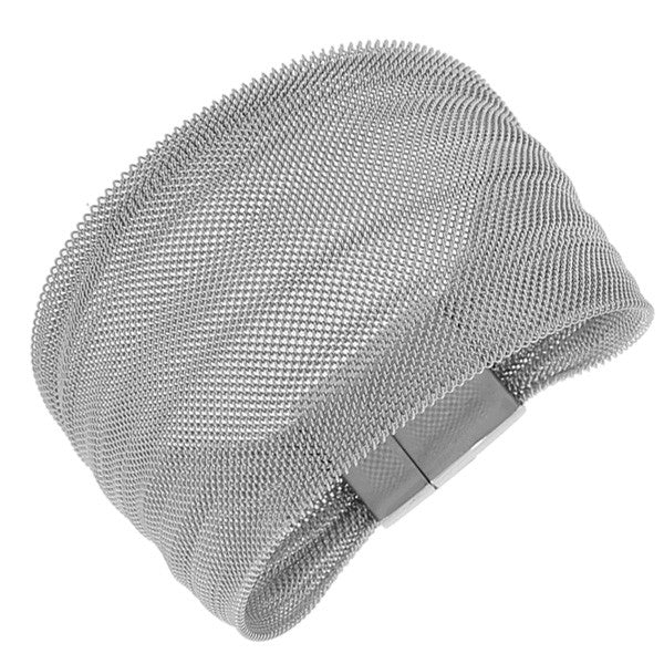 Fashion Alloy Silver-Tone Wide Feather Light Mesh Bracelet