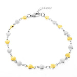 Stainless Steel Two-Tone Love Heart Anklet Bracelet