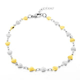 Stainless Steel Two-Tone Love Heart Anklet Bracelet