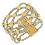 Fashion Alloy Two-Tone Wide Large Multi-Row Mesh Fashion Bangle Bracelet