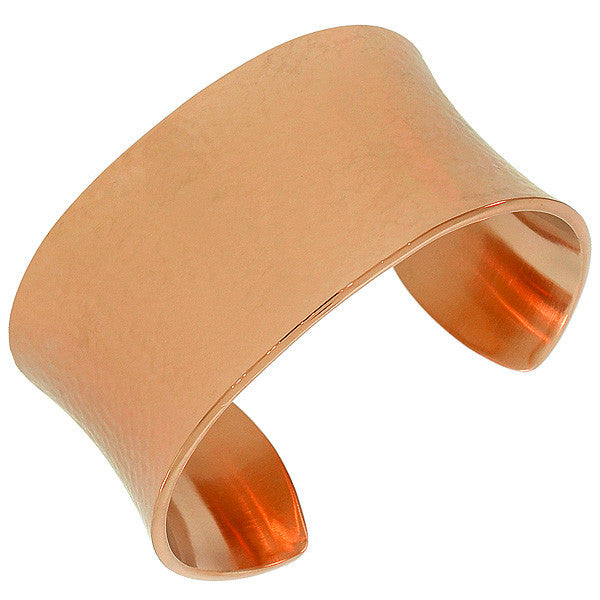 Stainless Steel Rose Gold-Tone Hammered Finish Large Heavy Bangle Bracelet