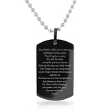 Stainless Steel Black Coating Cross Lord's Prayer in English Pendant Necklace