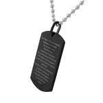 Stainless Steel Black Coating Cross Lord's Prayer in English Pendant Necklace