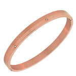 Stainless Steel CZ Matte Polished Rose-Tone Color Classic Bangle Bracelet