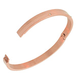 Stainless Steel CZ Matte Polished Rose-Tone Color Classic Bangle Bracelet