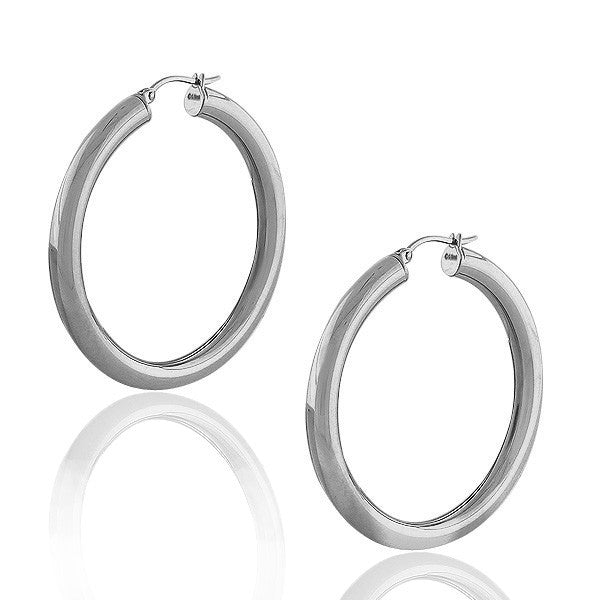 Stainless Steel Silver-Tone Classic Large 2.0" Round Hoop Earrings