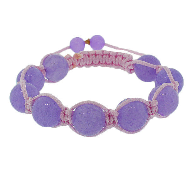 Light Purple Violet Ball Adjustable Beaded Macrame Bracelet