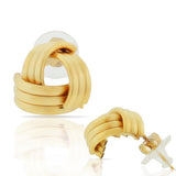 EDFORCE Stainless Steel Yellow Gold-Tone Love Knot Triangle Stud Earrings