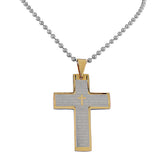 EDFORCE Stainless Steel Two-Tone Padre Nuestro Lord's Prayer in Spanish Cross Necklace