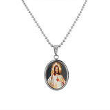 EDFORCE Stainless Steel Silver-Tone Jesus Religious Pendant Necklace