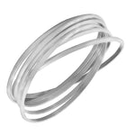 EDFORCE Stainless Steel Silver-Tone Interlocked Six Bangle Bracelets Set