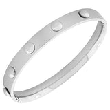 EDFORCE Stainless Steel Oval-Shaped Silver-Tone Bangle Bracelet