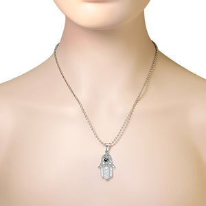 Hamsa Star of David Pendant Stainless Steel CZ