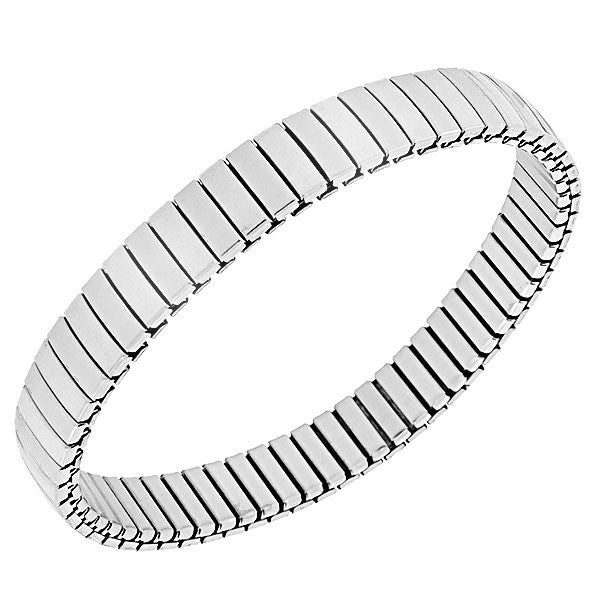 Stainless Steel Silver-Tone Classic Polished Stretch Mesh Bracelet