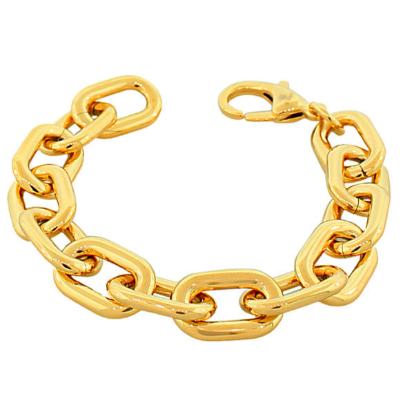 Stainless Steel Gold-Tone Large Chunky Links Chain Bracelet