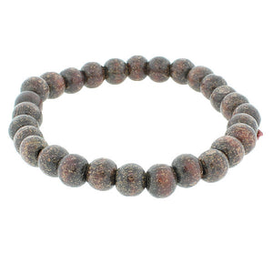 Brown Wood Beaded Stretch Cord Bangle Bracelet