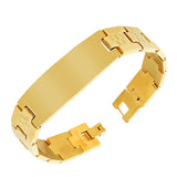 Stainless Steel Yellow Gold-Tone Polished Name Tag Men's Link Chain Bracelet