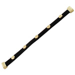 Fashion Alloy Black Leather Yellow Gold-Tone Wristband Wrap Bracelet